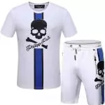 philipp plein short de survetement skull rhinestones white